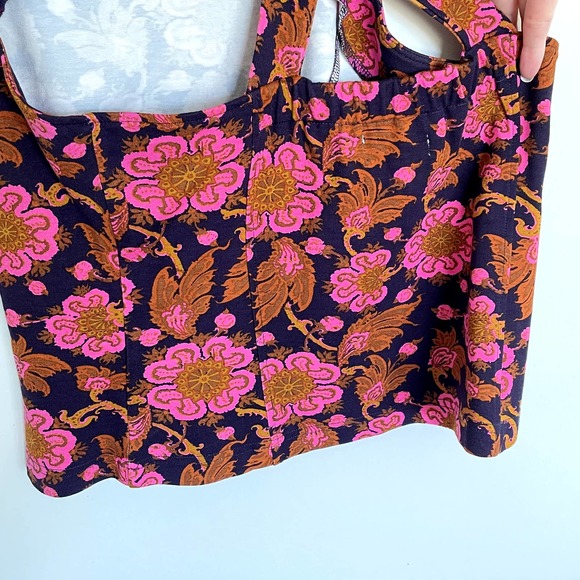 Anthropologie | Porridge Clothing Seamed Cross Back Floral Tank Top NWT | sz L - Picture 4 of 7